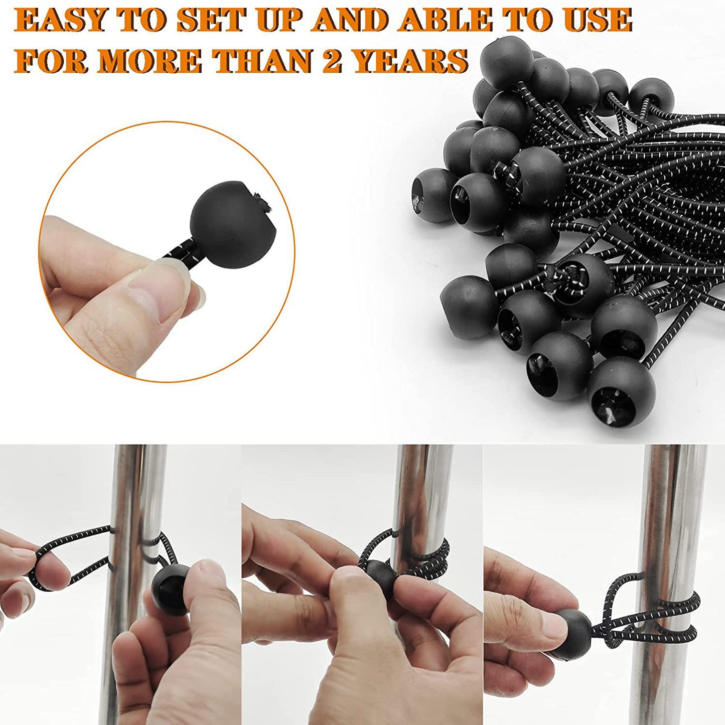 20pcs 6 Inch Bungee Cords, Bungee Balls, Bungee Cords With Balls