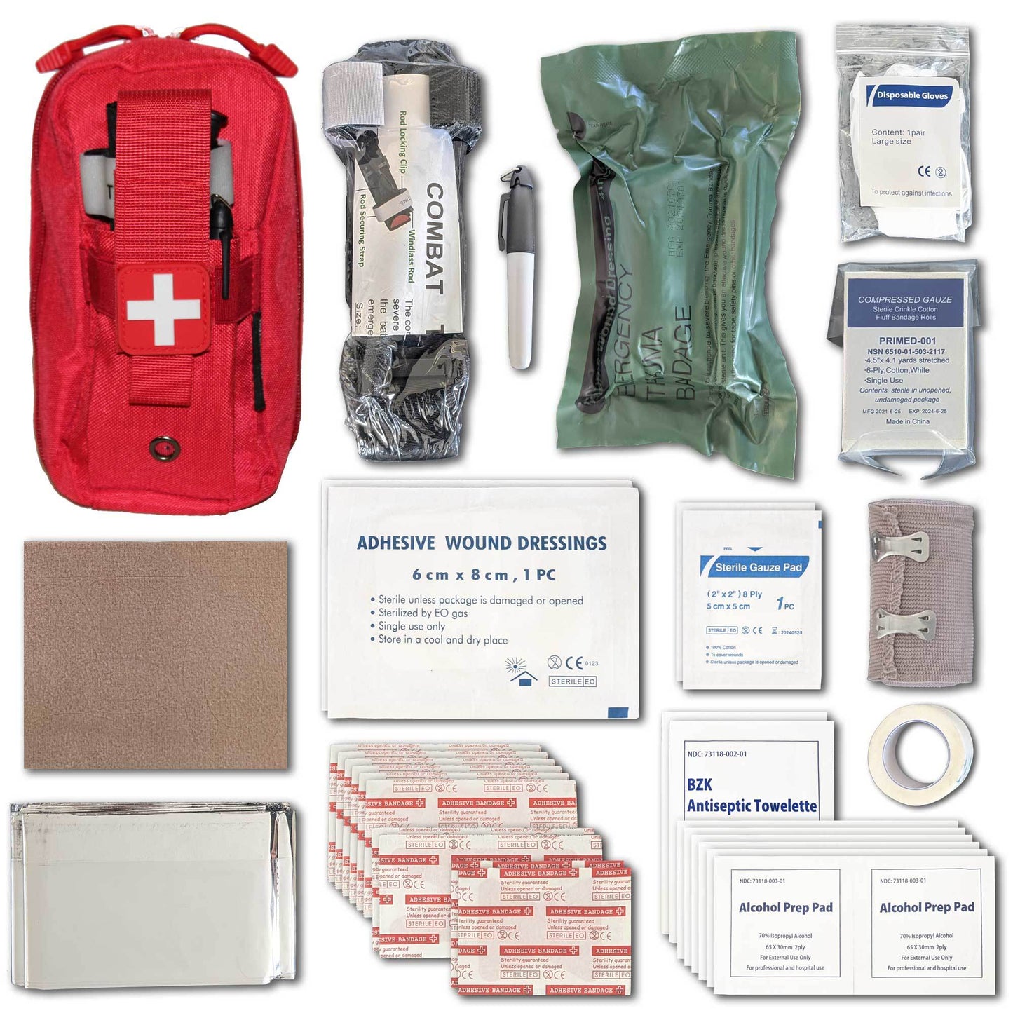 Field First Aid Kit (IFAK) | 44 Piece | Compact Personal First Aid Kit | Backpacking;  Camping;  Emergency;  Travel;  Tactical;  Go Bag;  Bug Out Bag;  72 Hour Kit;  Essentials;  Survival IFAK